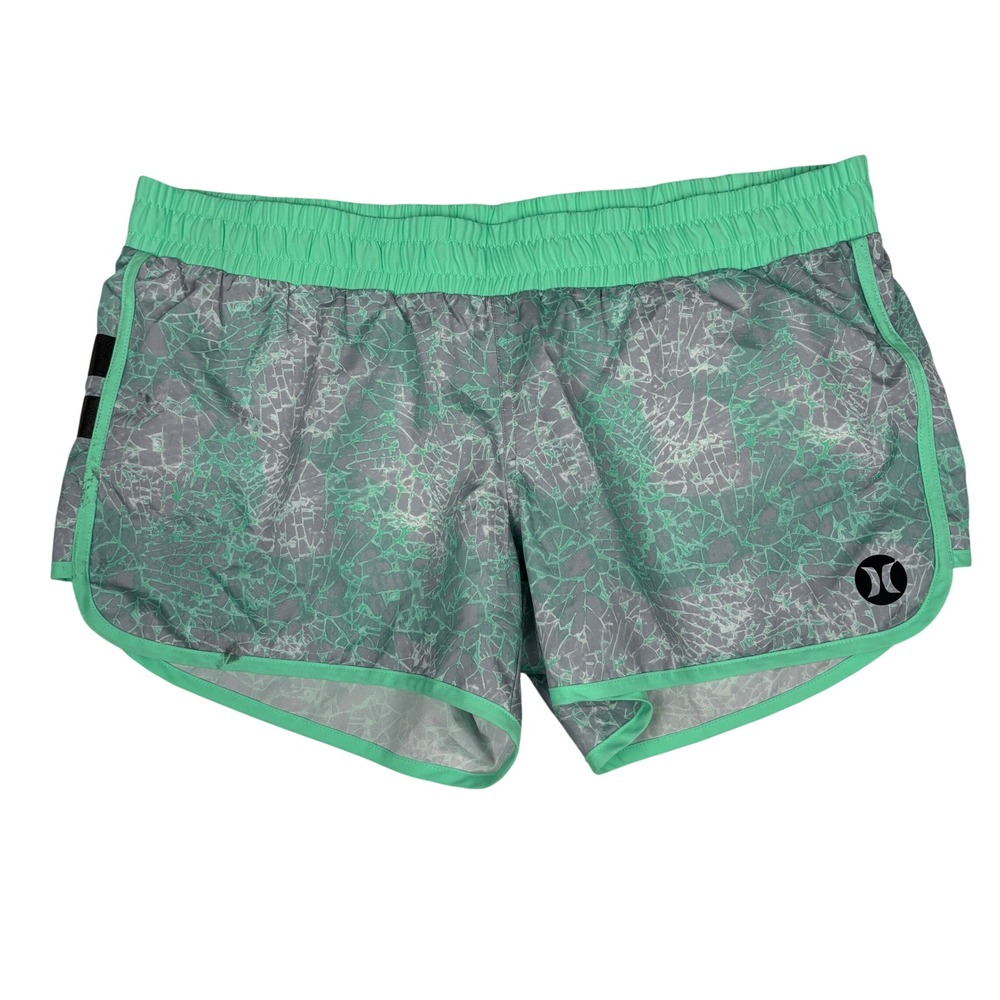 Hurley Nike Dri-FIT Running Shorts Women's L Gray Mint‎ Lined Zip Pocket